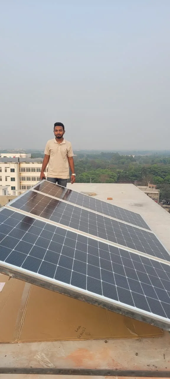 Rooftop solar panel installation in Savar